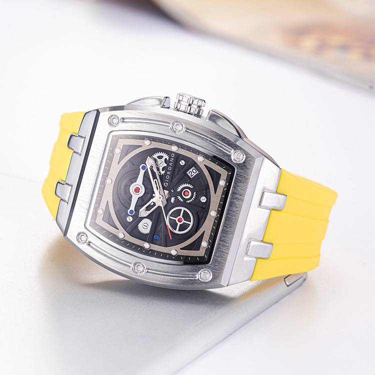 Giordano Sqaure Analog Casual Sporty Watch For Men – Mechanical-Inspired Dial, Date Display, Quartz Movement And : GZ-50151-04