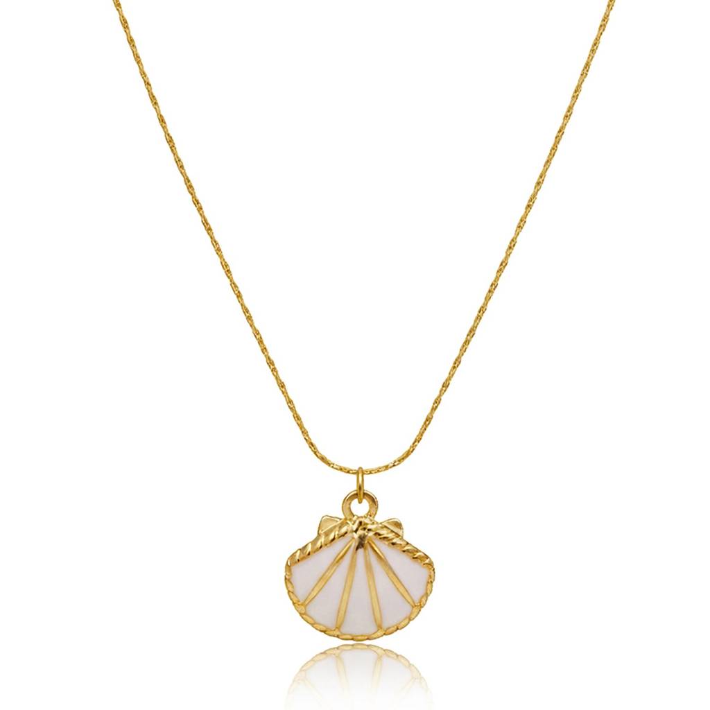 Gold-Plated Elegant Shell Charm Anti-Tarnish Pendant Necklace : HSPS60MB1605