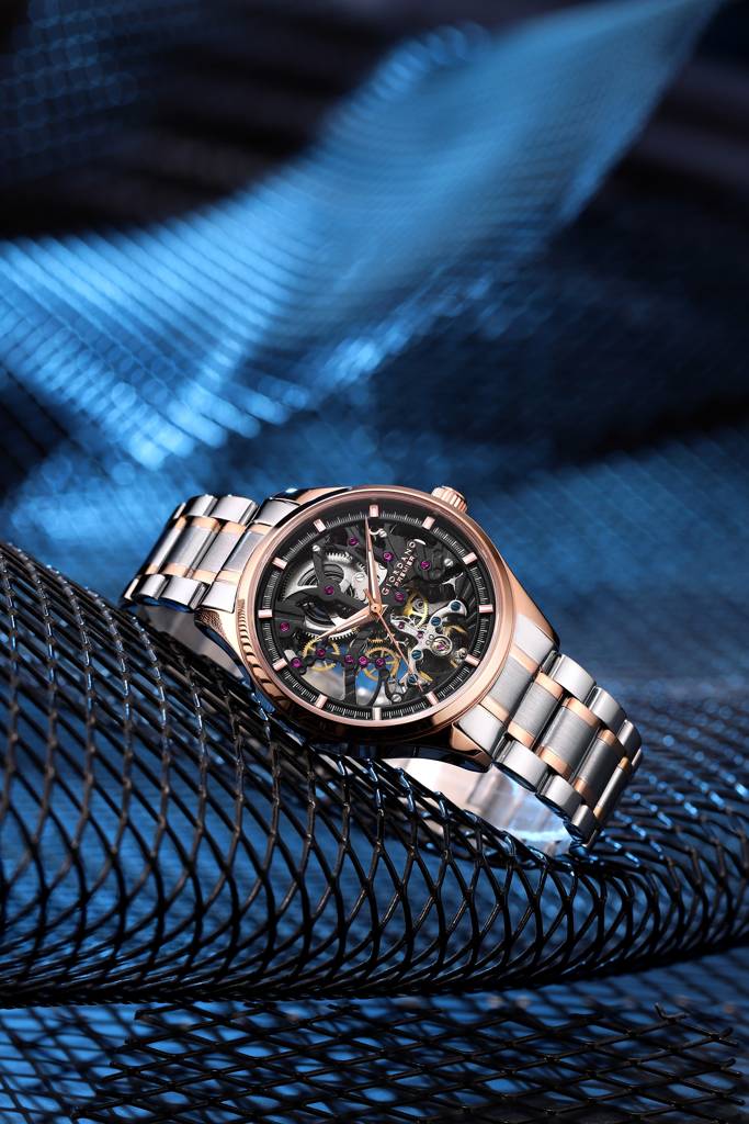 Premier Fortezza Collection Automatic Watch For Men With Skeleton Round Dial, Luminous Hands And Markers, Stainl : GZ-50225-33