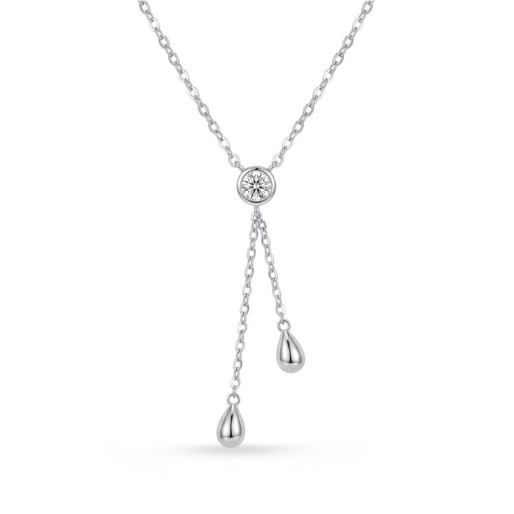 Ethereal Radiance Rhodium Plated - 925 Silver Necklace : NL-30441-R