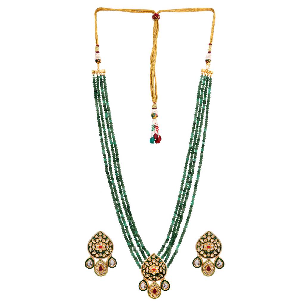 Green Jadau Necklace Set : NE60002