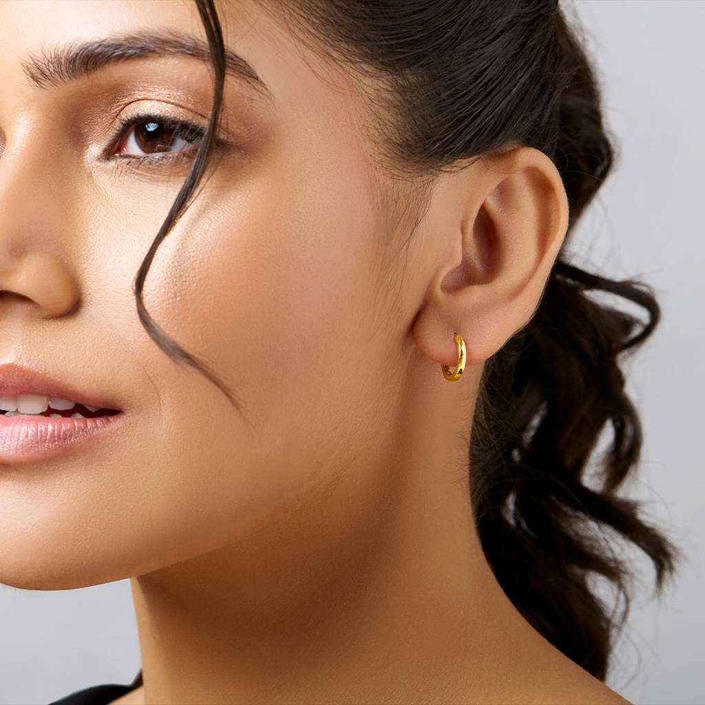 Classic Gold Plated 925 Sterling Silver Half Hoop Earrings : EAR-20817-G