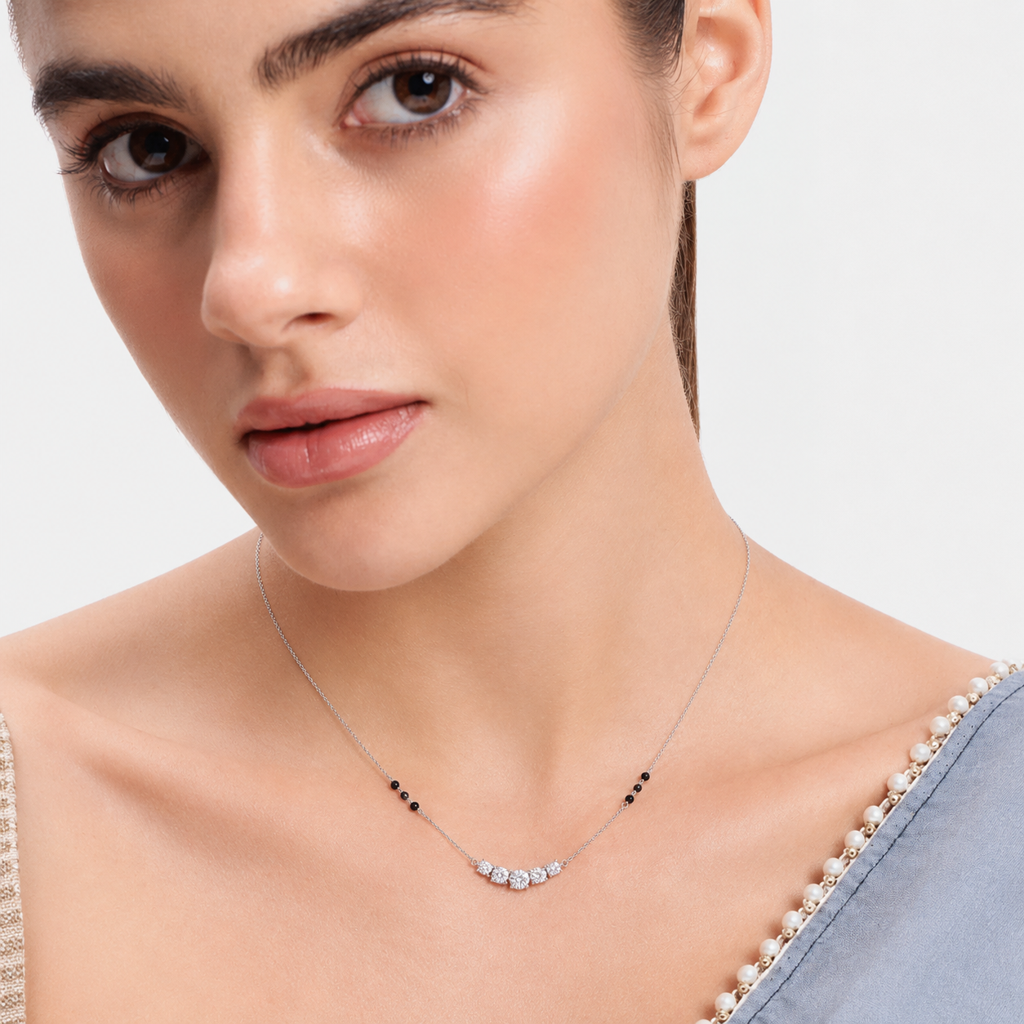 Eternz Certified Jewellery - Minous 925 Silver Spark Curve Mangalsutra (17 Inches)