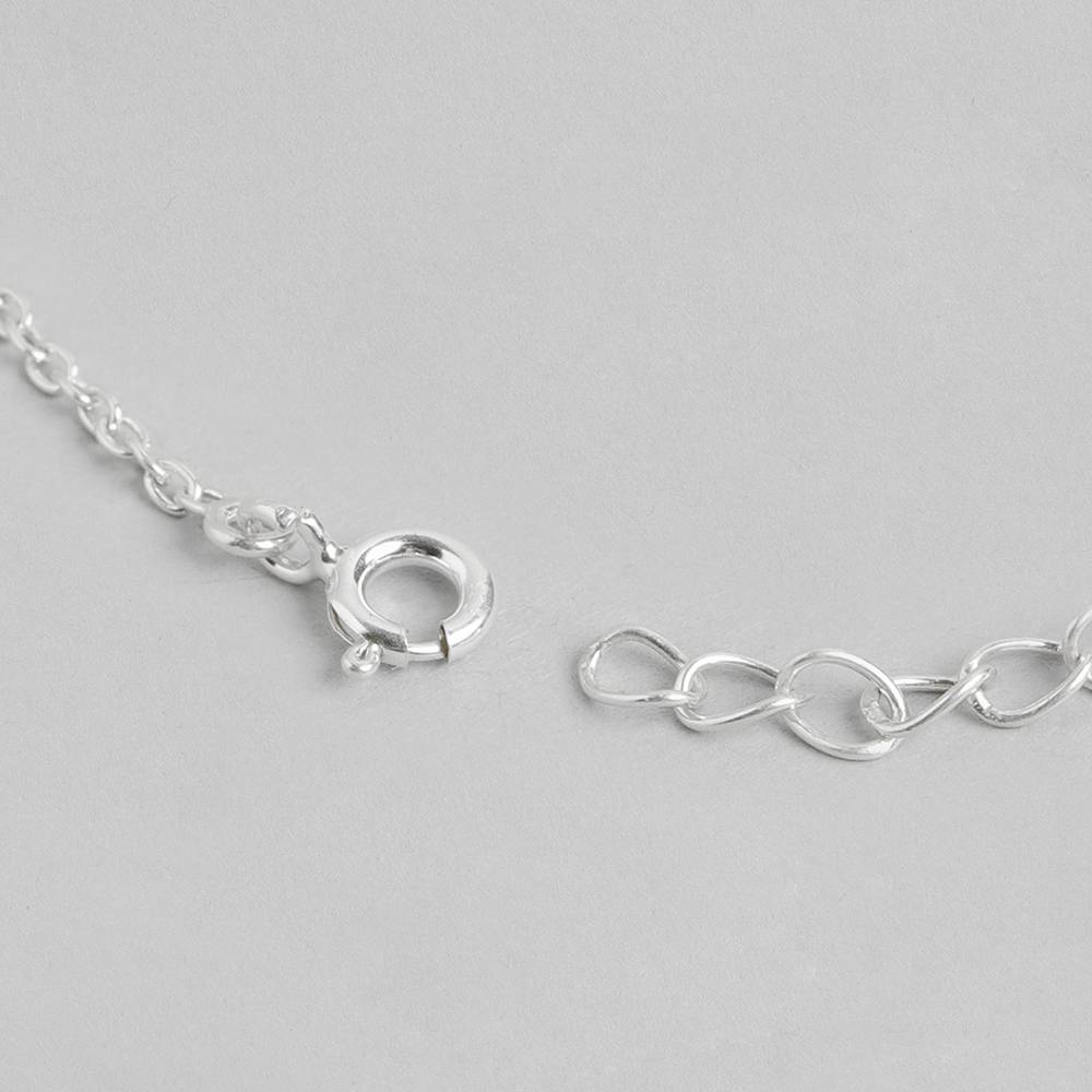 Discover Timeless Elegance With Our Minimal Silver Necklace Featuring Dazzling White Zircons And A Mesmerizing Blue Ston