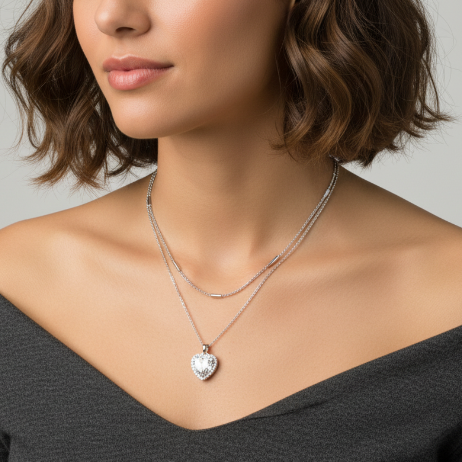 Double Layer Pendant Necklace For Women – Elegant Two Layer Chain Design With Minimal Modern Finish | Premium Eve : 6401774665