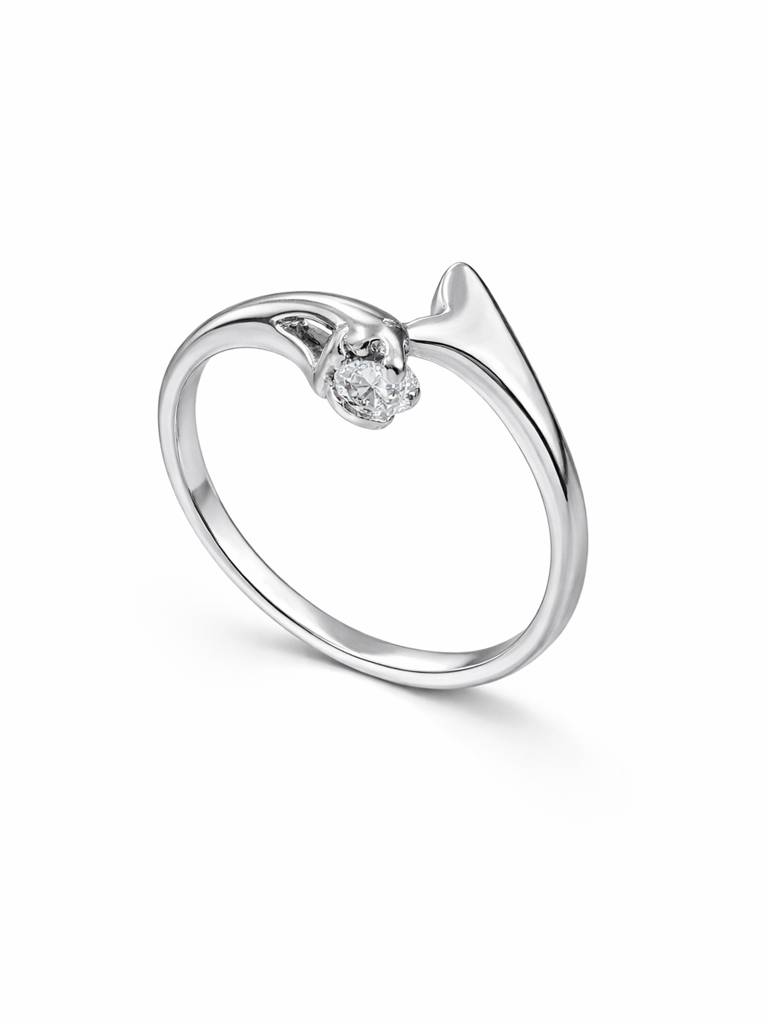 925 Pure Silver Star-Bound Solitaire Rhodium Plated Zircon Ring : LR1342