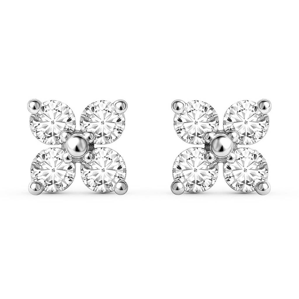 Floral Spark 925 Silver Stud Earrings : EAR-21085-R
