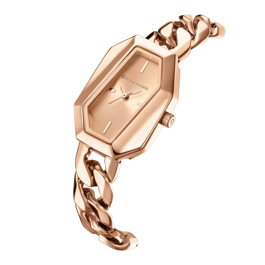 Giordano Stylish Analog Watch For Women Â Hexagon Dial, Trendy Chain Link Stainless Steel Strap, Elegant Dress : GZ-60122-22