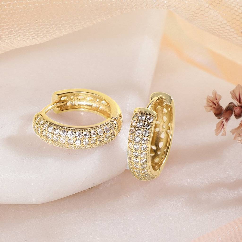 Golden Radiance Gold-Plated 925 Sterling Silver Hoop Earrings : EAR-20317