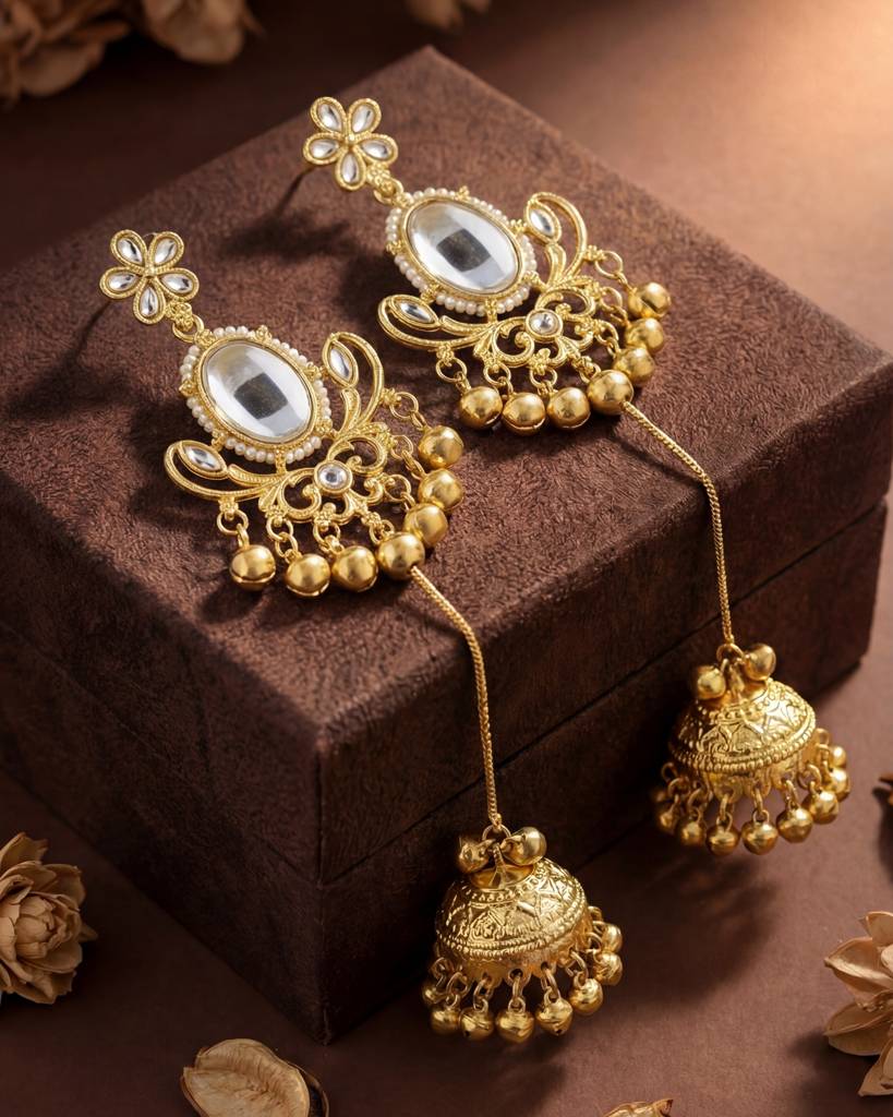 Gold Plated Brass Kashmiri Jhumka Earrings For - Women : KS202