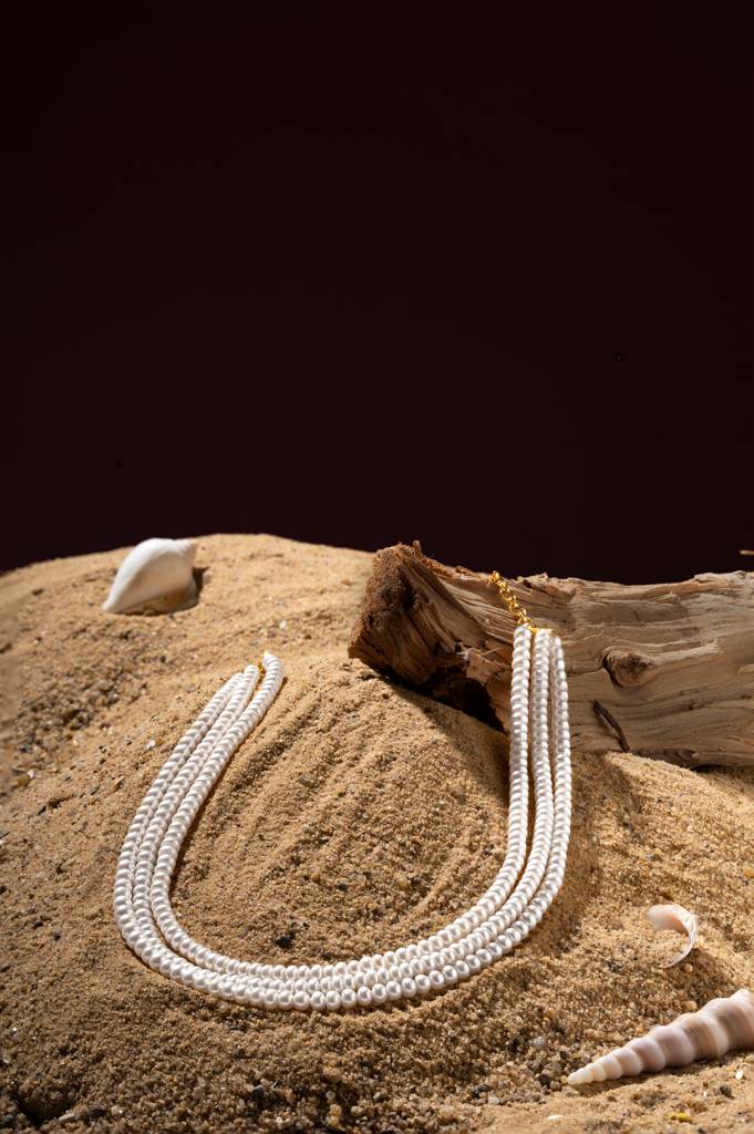 Triple-Layer Mandarin Freshwater Pearl Necklace : NCK-TPL-MAND-PRL
