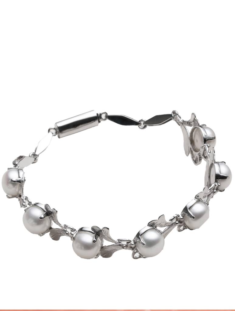 925 Sterling Silver Pearl Bracelet For Women Handmade Gemstone Bracelet Elegant Jewelry Gift For Her : FU-1047