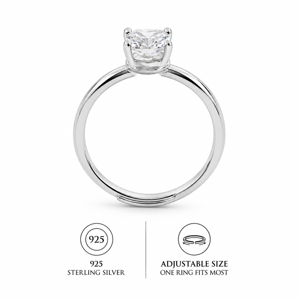 925 Silver Dainty Solitaire Ring : LR23444