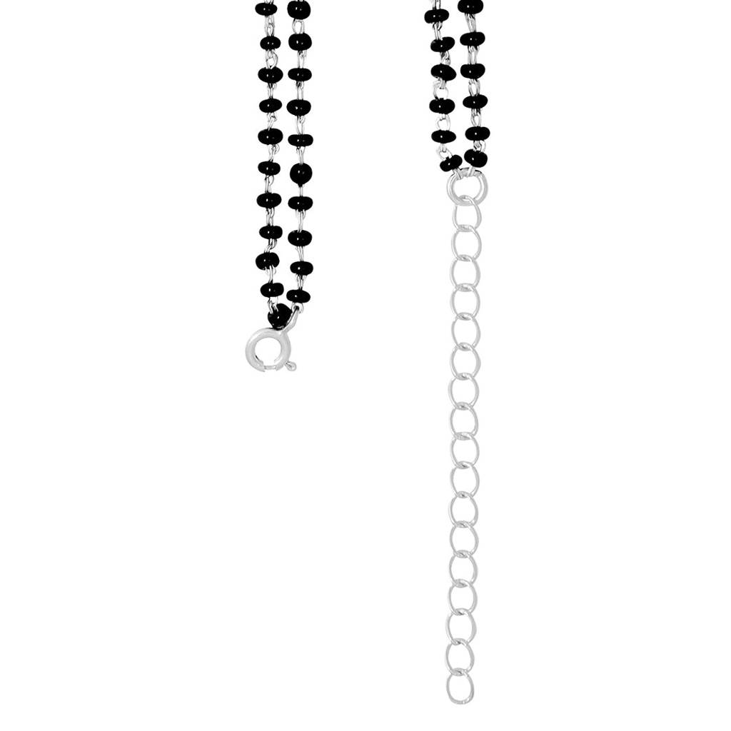 Double Layered Wings Rhodium Plated 925 Sterling Silver Mangalsutra : MGS-10092-C-R