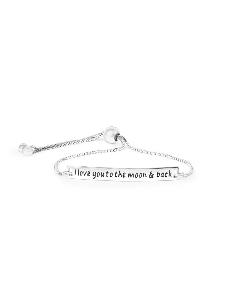 Love You To The Moon & Back Silver Bracelet : HALB2111