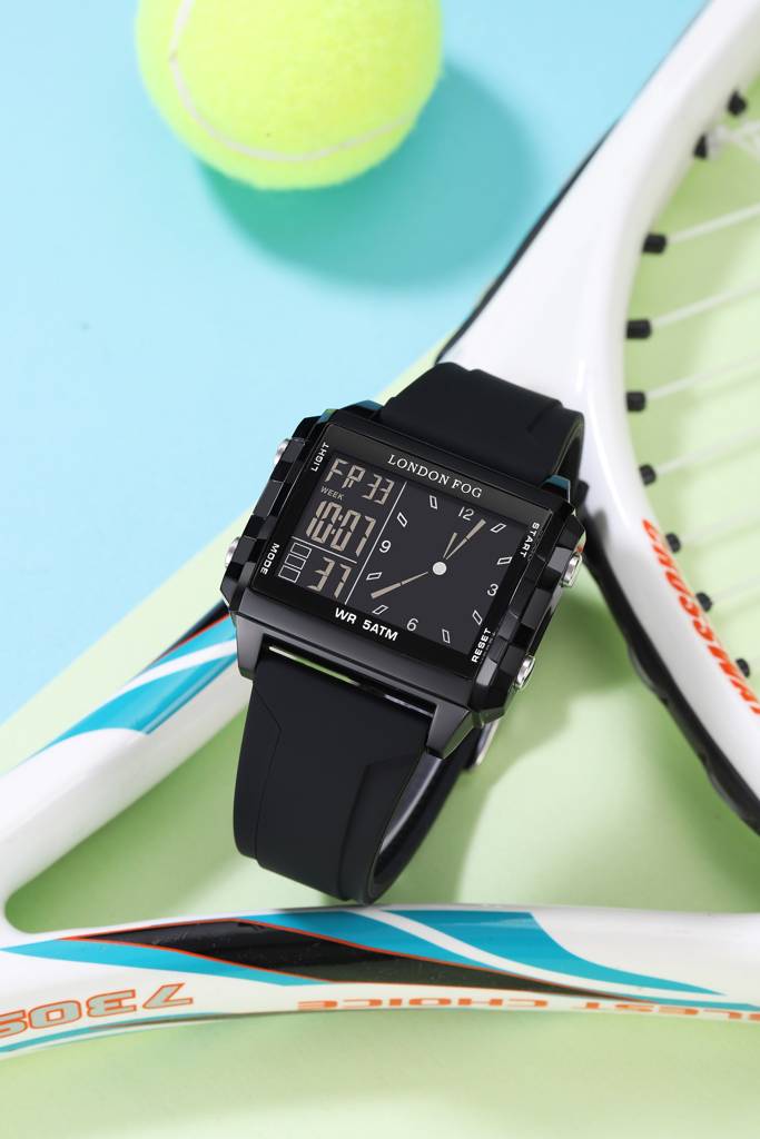 Analog-Digital Quartz Watch For Men With Square Dial, Day-Date Display, Silicone Strap And Water Resistance : LFM10015-01