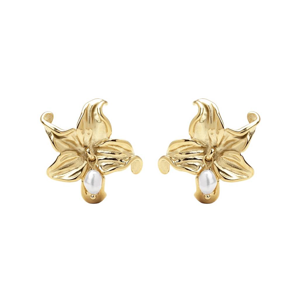 Bloom Pearl Stud Earrings For Women - Waterproof & Anti-Tarnish : ER0665
