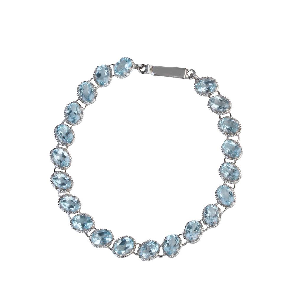925 Sterling Silver Blue Topaz Bracelet For Women | Elegant Gemstone Bracelet For Daily & Party Wear : FU-0980