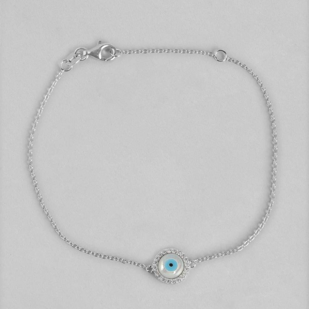 Turkish Evil Eye Cubic Zirconia 925 Silver Bracelet : BR-80087