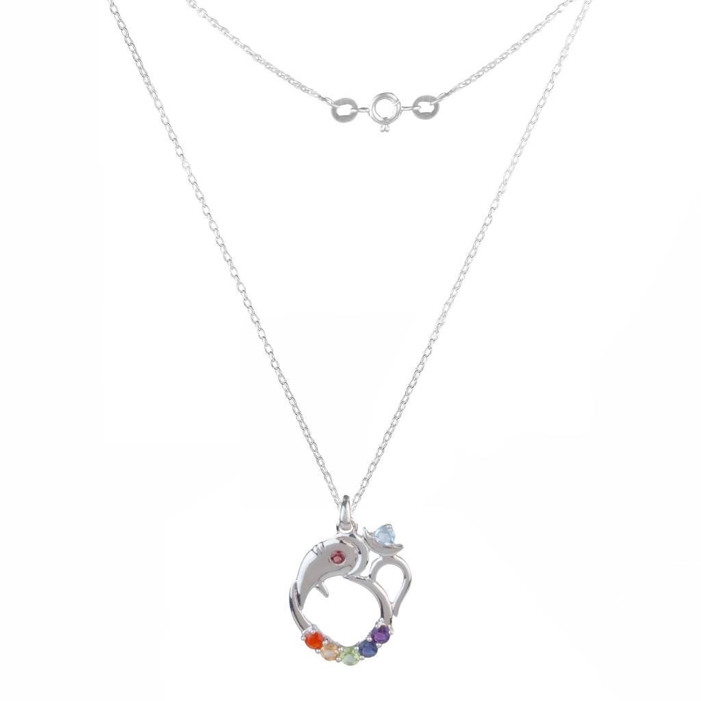 925 Sterling Silver Chakra Pendant For Women | Healing 7 Chakra Gemstone Pendant | Without Chain : FU-0734
