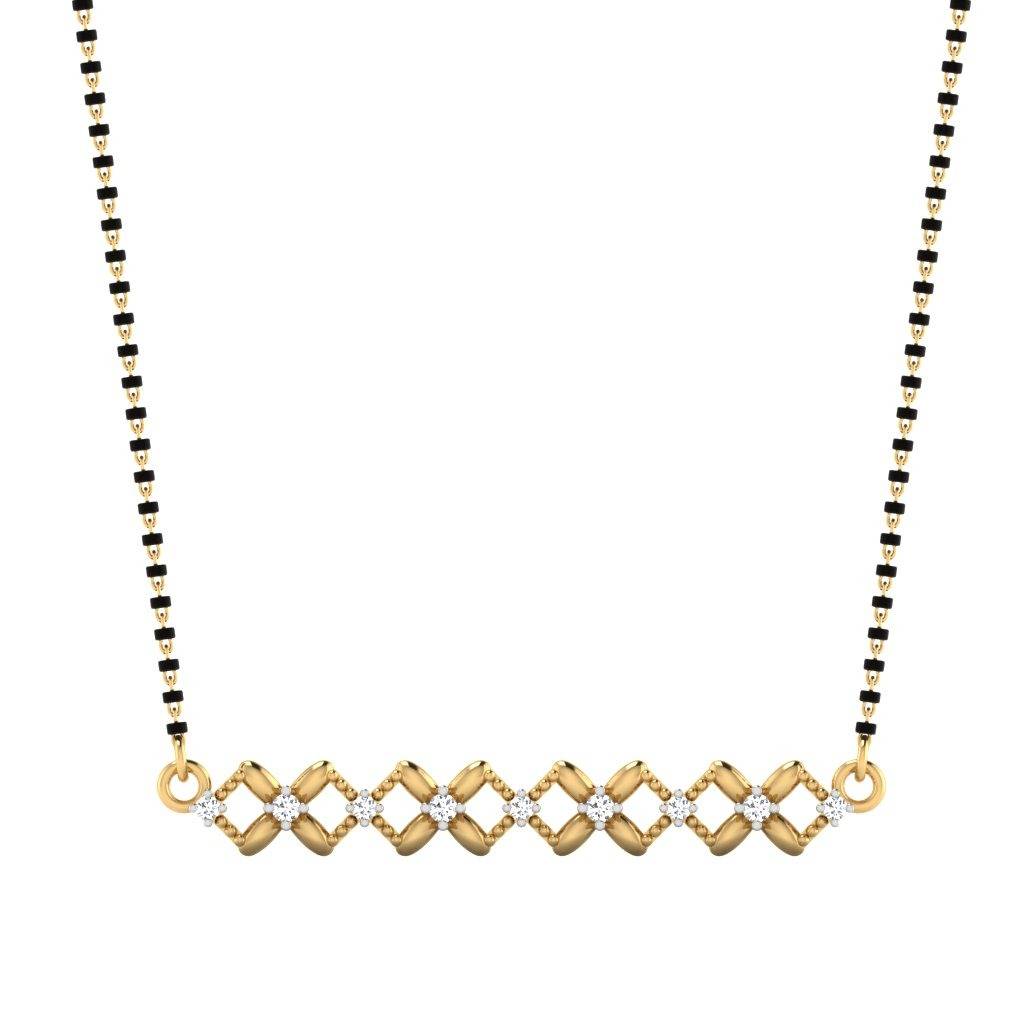 Certified Natural Diamond 18K Real Gold Dharini Mangalsutra Pendant : M-0193YG