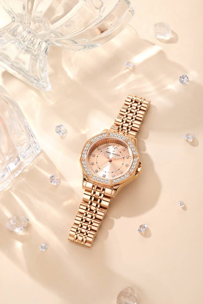 Daniel Hechter Paris Vendome Collection Analog Watch For Women With Crystal Studded Bezel, Crystal Accents And St : DHW2009-33
