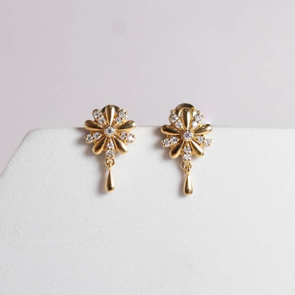 Positivity Drop Studs| Pure Silver With Thickest Gold Layer : TSER-POS-18G-50008