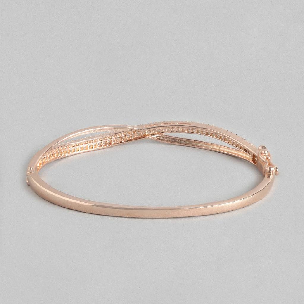 Radiant Rose Gold 925 Sterling Silver Bracelet With Cubic Zirconia : BR-80191