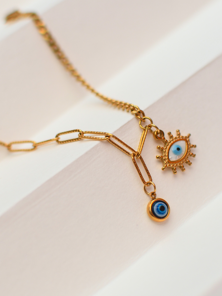Evil Eye Gold Bracelet Â Anti-Tarnish, Adjustable & Waterproof : ATCB585EECCB