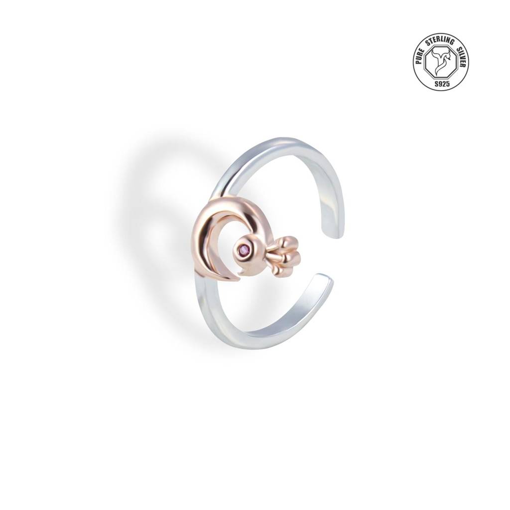 Peacock Crown Silver & Rose Gold Toe Ring : TRTOBJX0020