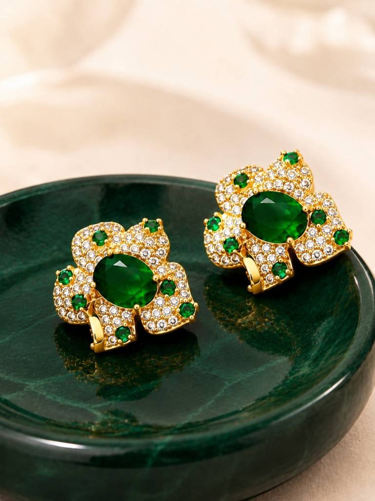 Boccio Pave Flower Necklace & Earring Set, 18K Gold-Plated : SET1019ESSS