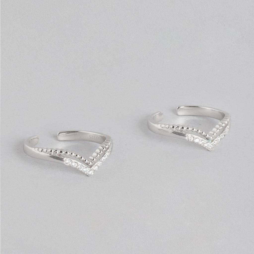 Classy Cz Rhodium Plated 925 Sterling Silver Toe Ring : TOE-10051