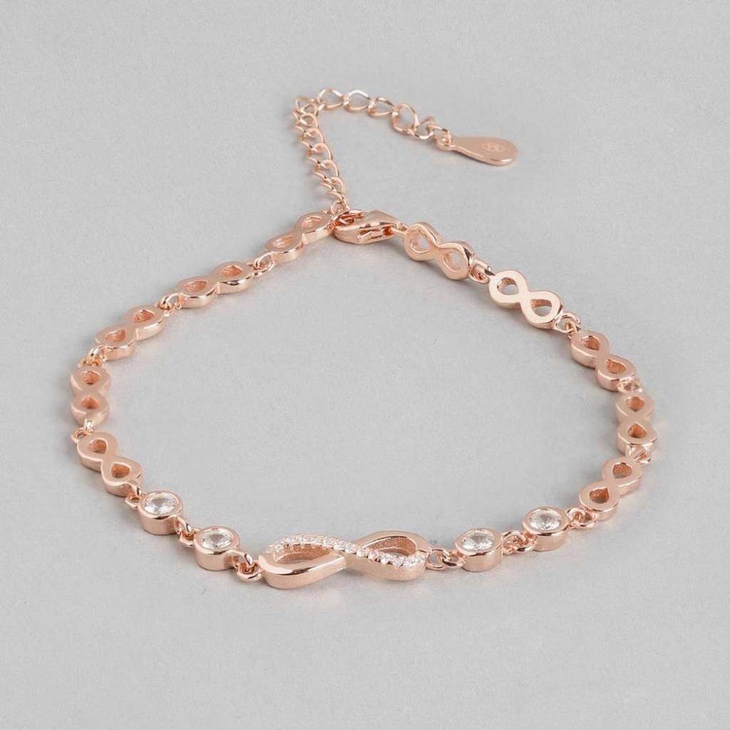Infinity 925 Silver Bracelet In Rose Gold : BR-80114