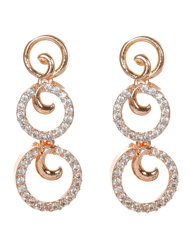 American Diamond Rose Gold-Plated-Studded Jewellery Set : VI25JSAD1000014