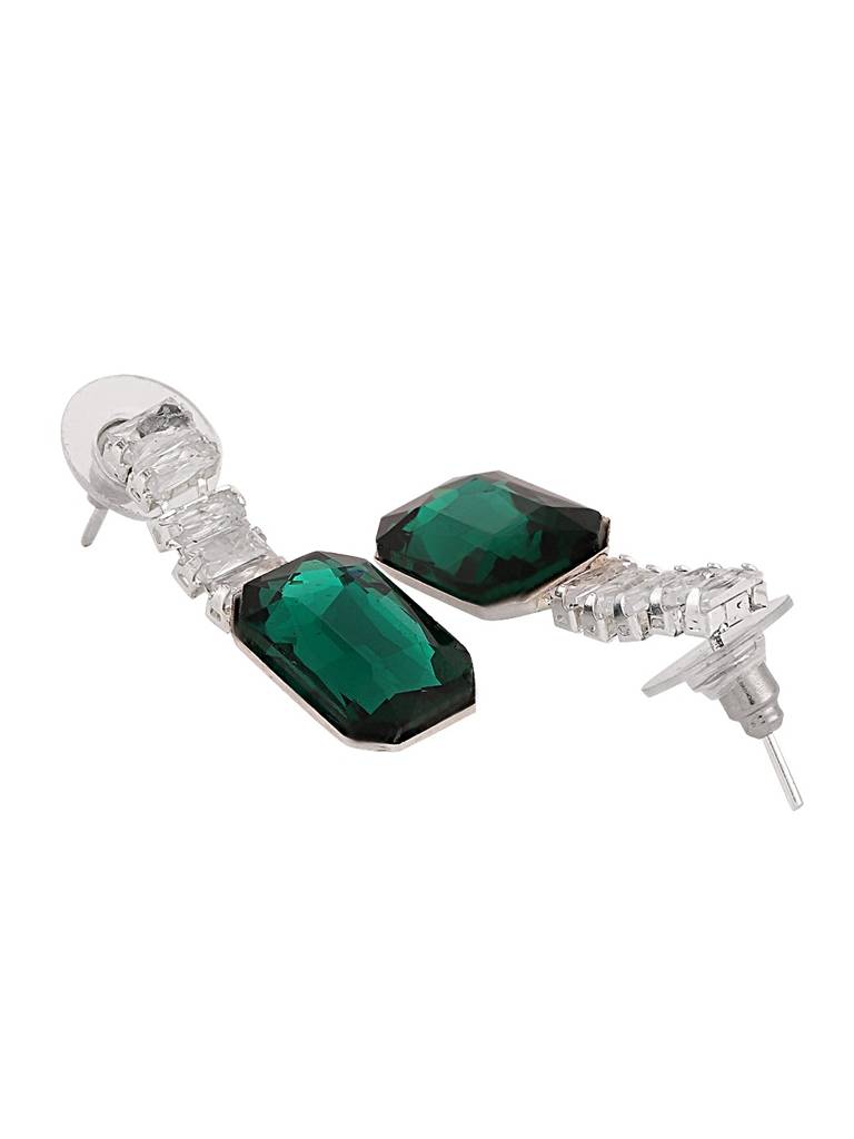 Premium Emerald Green Crystal Jewellery Set For Women : GREENSTONED-JS