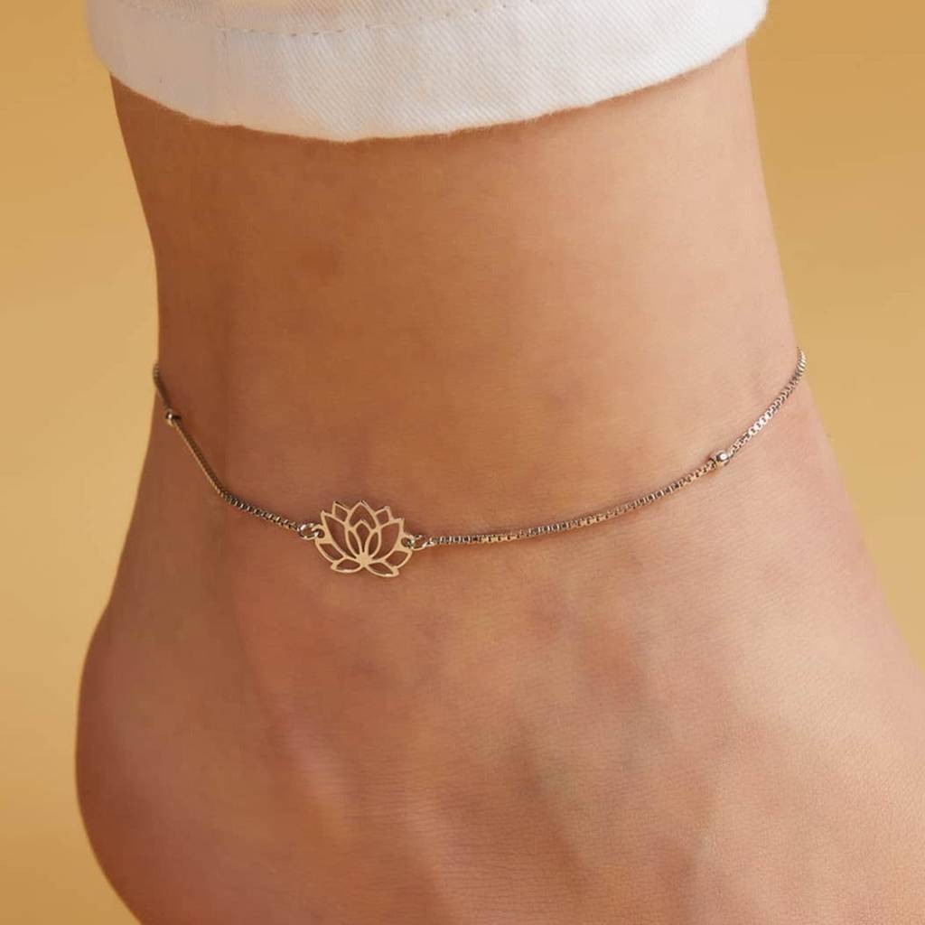 Lotus 925 Sterling Silver Anklets : ANK-60142-PAIR