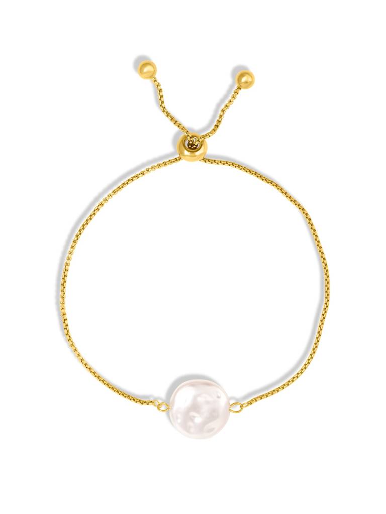 Palmonas Dainty Pearl Motif Bolo Bracelet For Women - Waterproof & Anti-Tarnish : BR0444