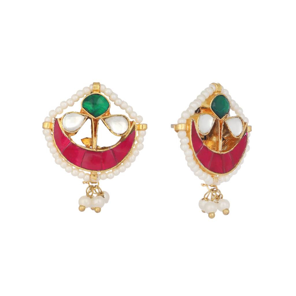 Ethereal Kundan & Pearl Stud Earrings : YI24A0460E