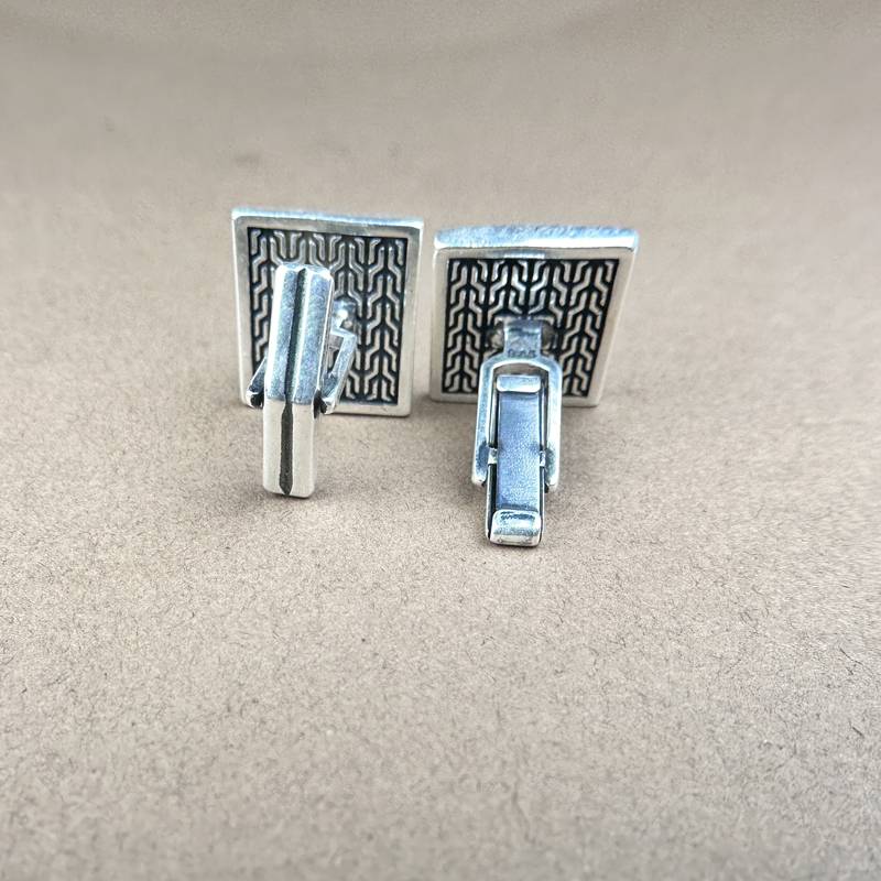 925 Pure Silver Men'S Cufflinks | Engravable Square Cufflinks For Men : CUF1003