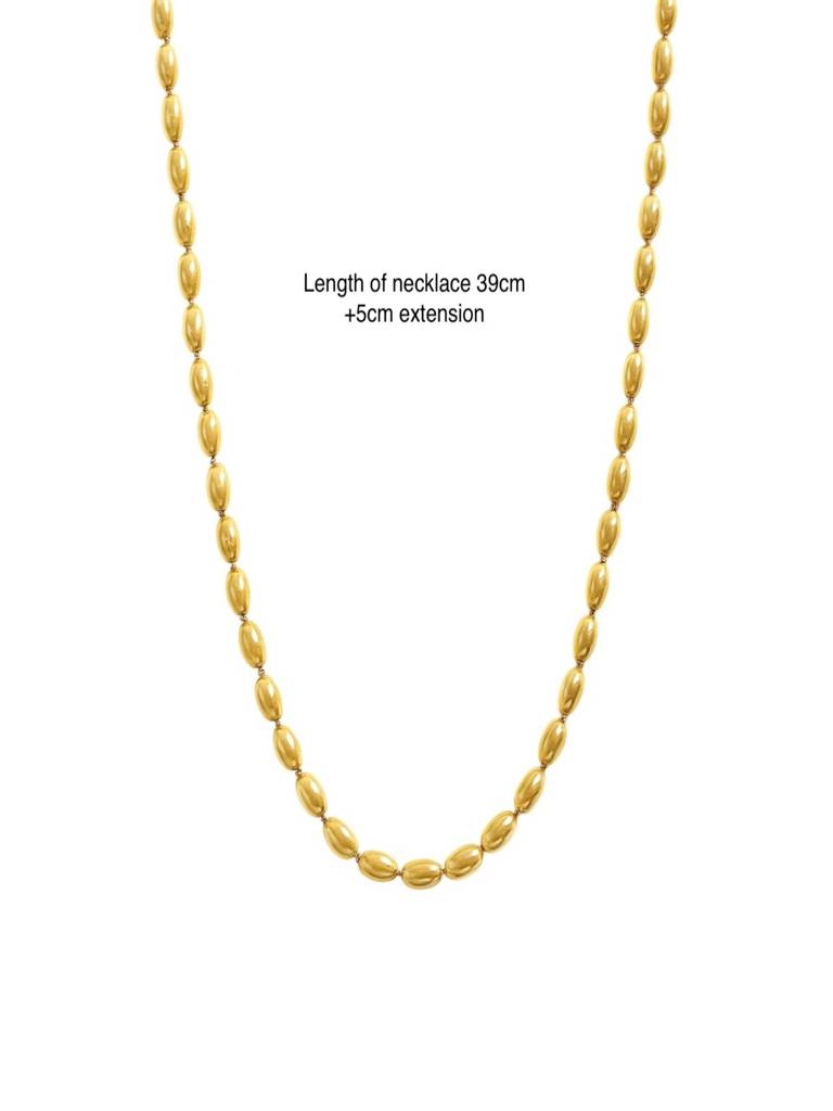 Ricebead Chain Necklace 18K Gold Plated Anti-Tarnish Waterproof : AFC0725N2061G