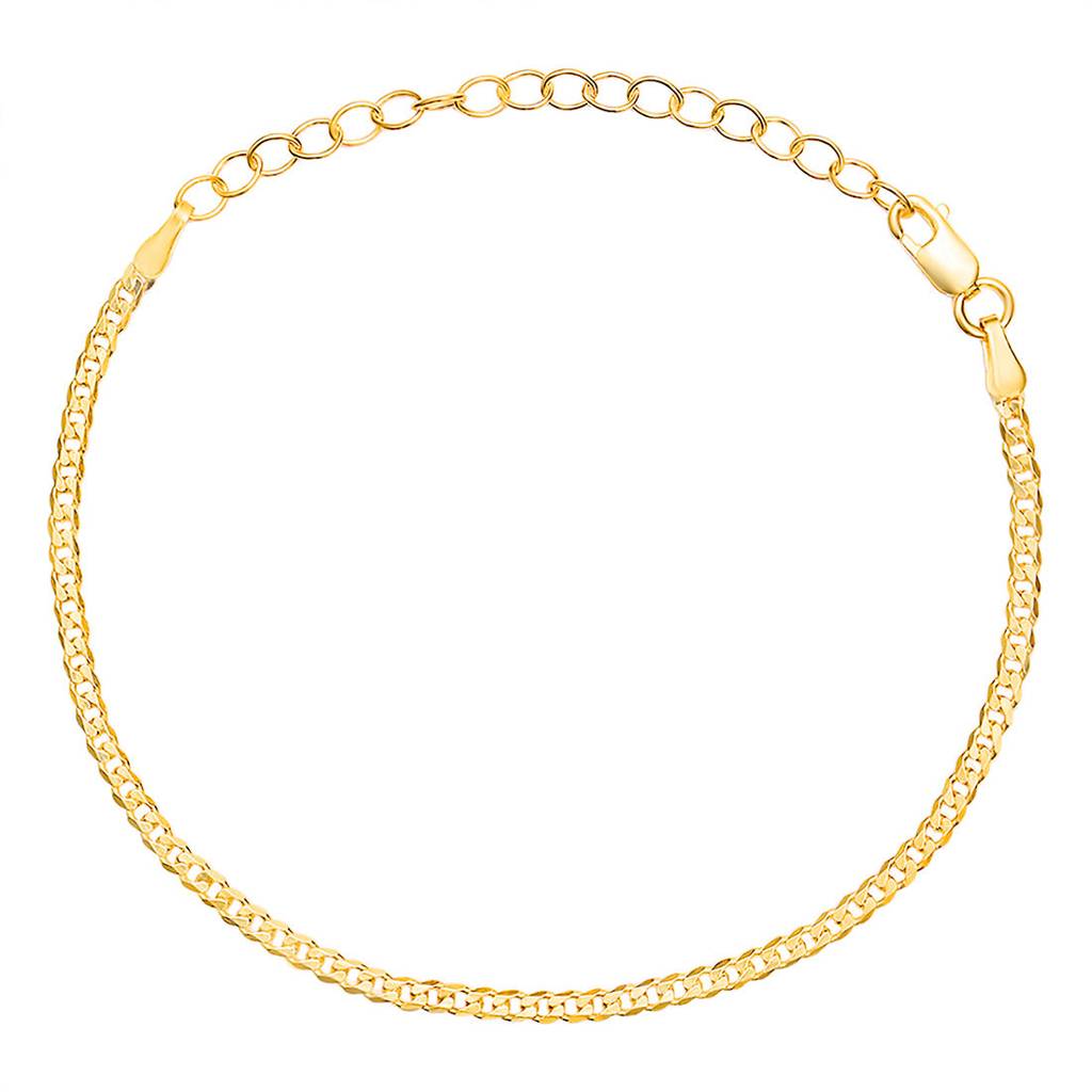 Minimalist Gold-Plated 925 Sterling Silver Women'S Curb Chain Bracelet : BR-80384-G