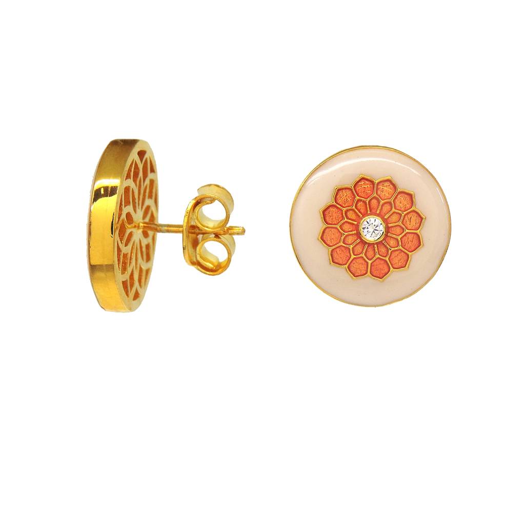 Honey Orange Floral Stud : 2141ER