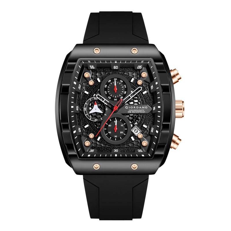 Giordano Square Dial Multifuncational Watch For Men With Stylish Design, Waterproof, Date Display & Silicone Strap : GZ-50123-01