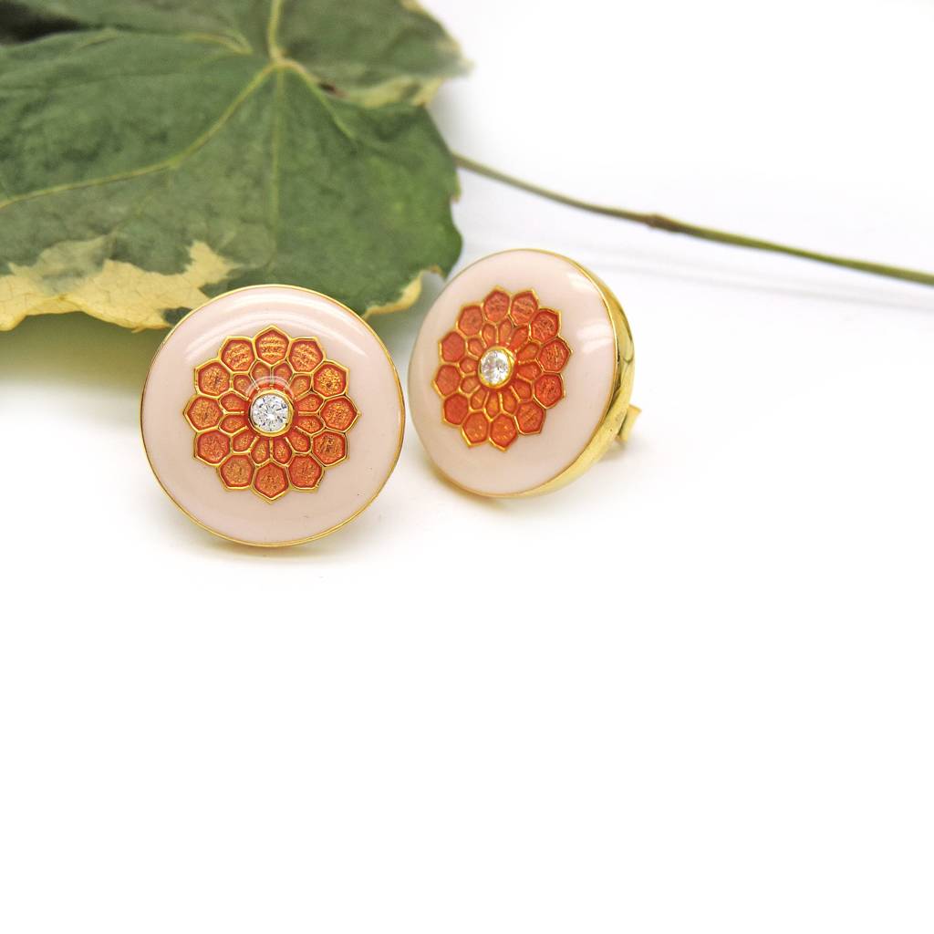 Honey Orange Floral Stud : 2141ER