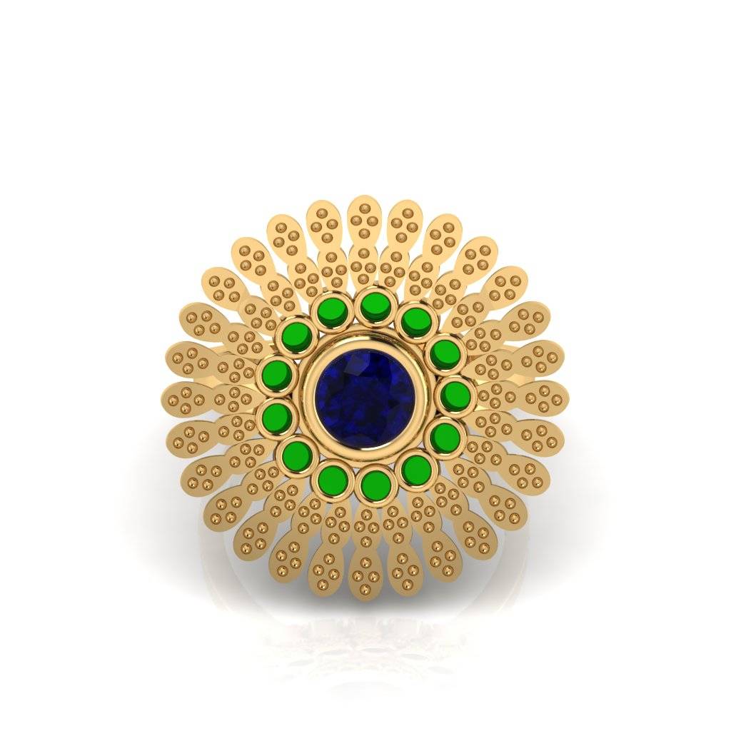 Silver Blue Sapphire Flower Ring