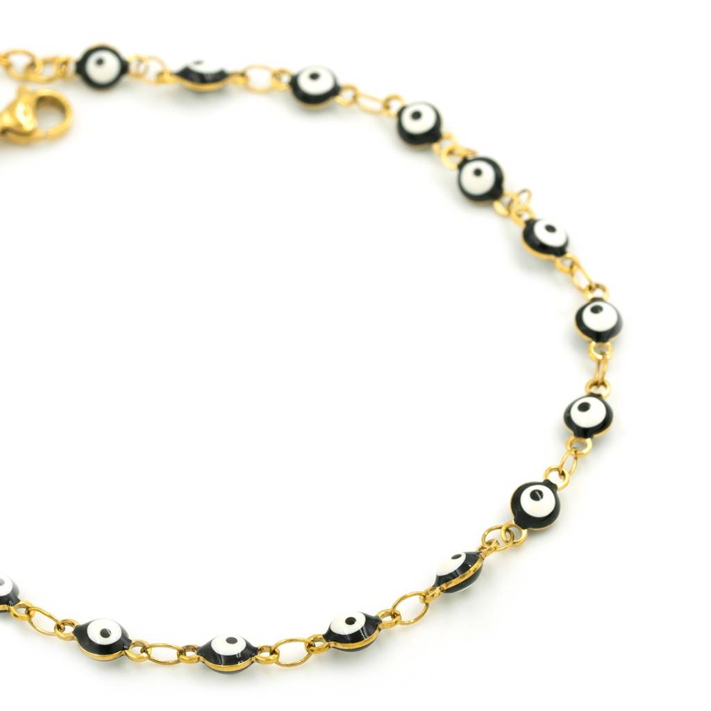 Classic Black Evil Eye Anti Tarnish Anklet For Women : HSPS60MB0996