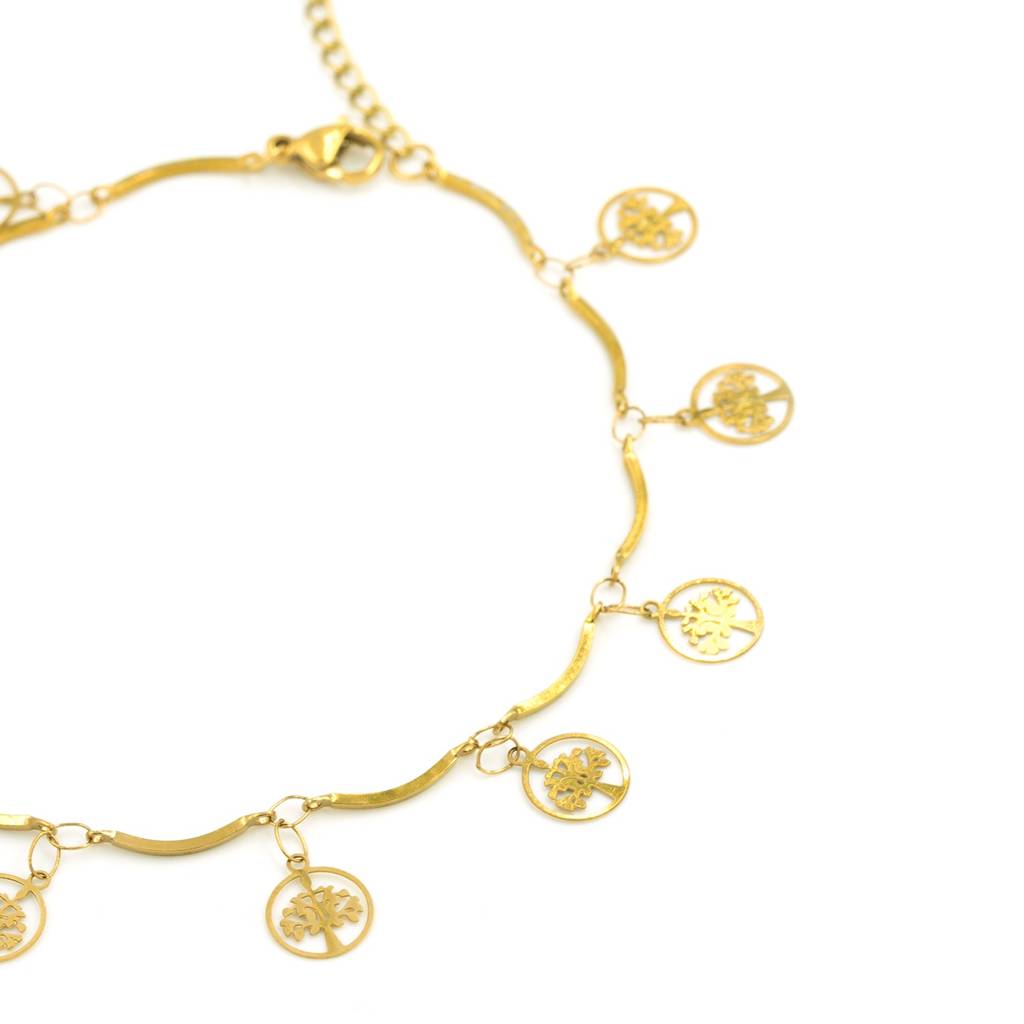 Gold Plated Mini Evil Eye Beaded Anti Tarnish Anklet For Women : HSPS60MB0991