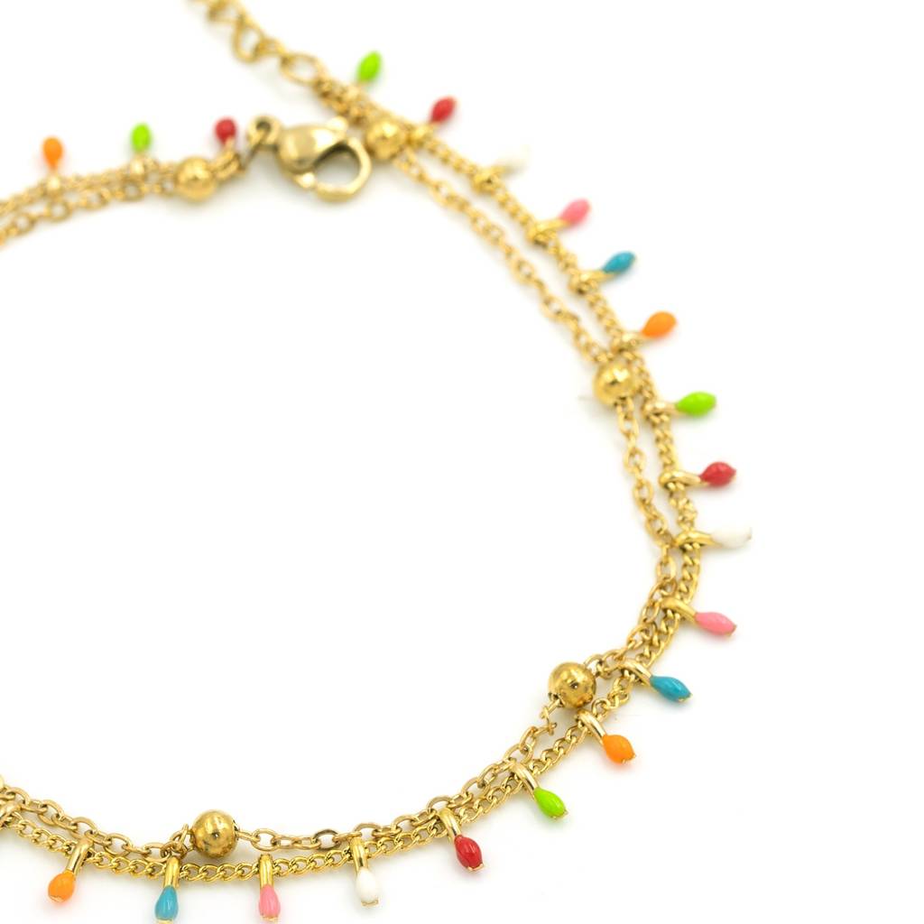 Gold Plated Multicolored Anti Tarnish Anklet For Women : HSPS60MB0999