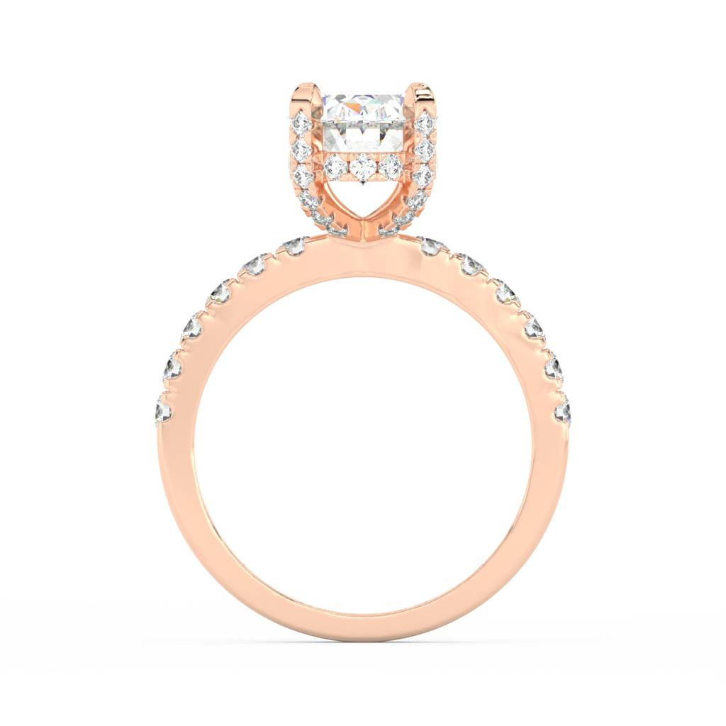2Ct Oval Cut Moissanite Hidden Halo Engagement Ring 14K Gold Plated : FJ_033