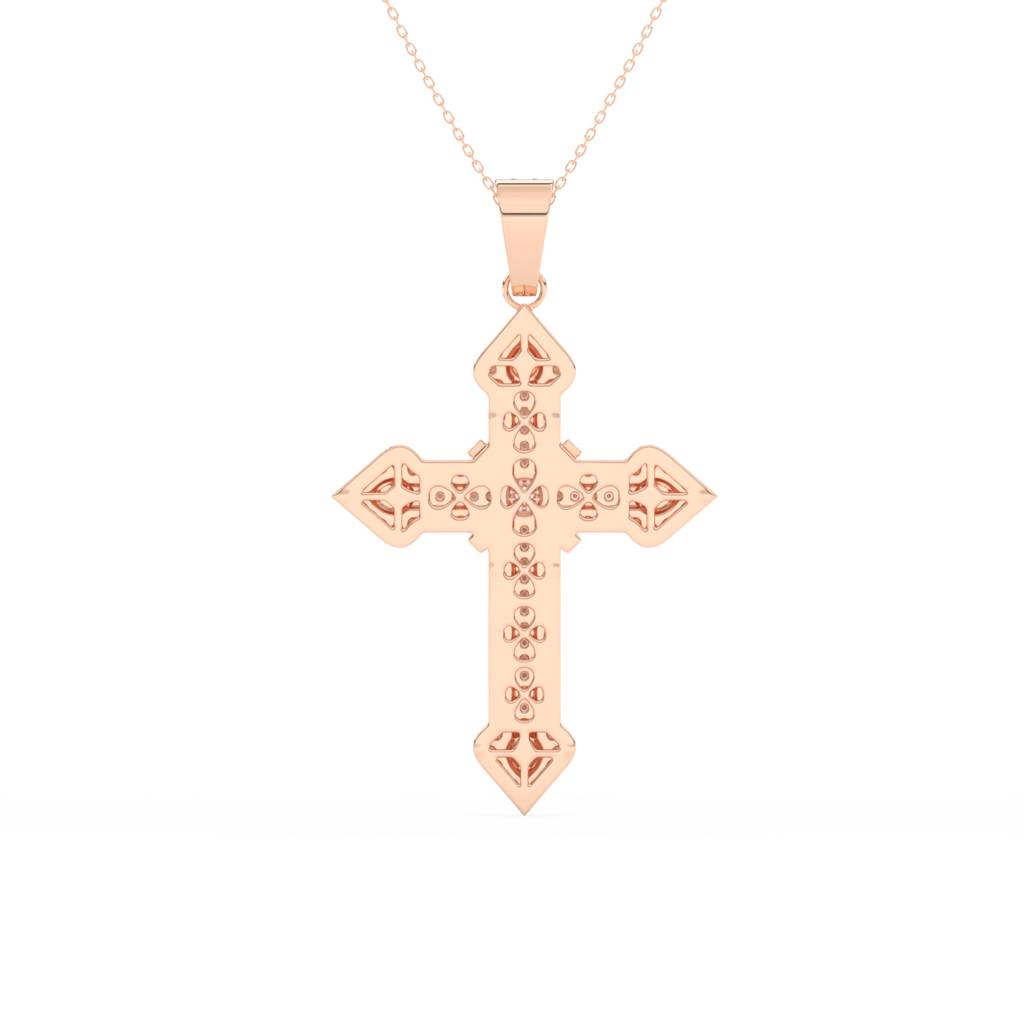 2Ct Round Cut Moissanite Unisex Cross Pendant In 14K Gold Plated : FJ_027